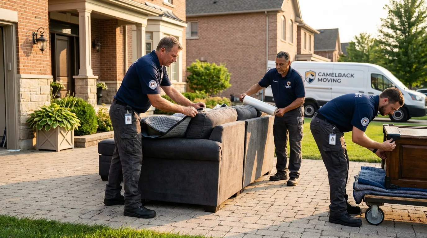 Large estate moving crew wrapping furniture in Elmhurst, NY